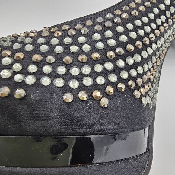 Le Chateau Women's Black Peep-Toe High Heels with rhinestones, Size 5.5, - Picture 8 of 10